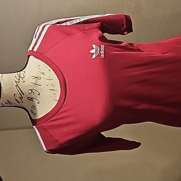 NEW Adidas red 3 stripe dress.. size L. - Picture 2 of 7